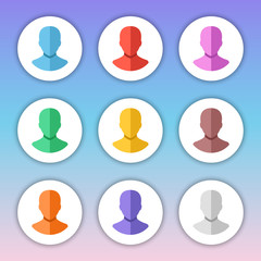Poster - vector avatars icons set. profiles, human heads, man silhouettes, faces. flat design vector icons se