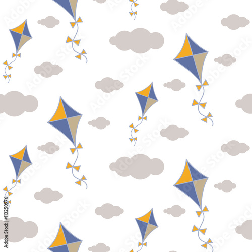 Naklejka ścienna Kite in sky seamless vector pattern.