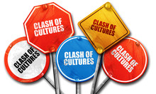 Clash Of Cultures, 3D Rendering, Rough Street Sign Collection