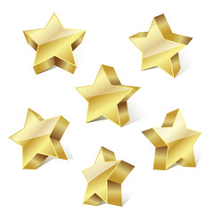 Wall Mural - set of golden metallic stars on white background. vector 