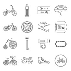 Wall Mural - Biking icons set, outline style