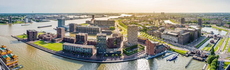 Fototapete - Rotterdam, Panorama vom Hafenviertel, Holland