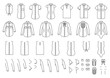 Set of female and male shirts, elements for combining