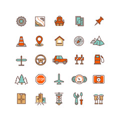 Poster - road traffic flat vector icons. traffic element of set, sign to travel traffic illustration