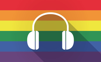 Wall Mural - Long shadow Gay Pride flag with a earphones