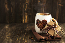 Cup Of Coffee And Gift Box