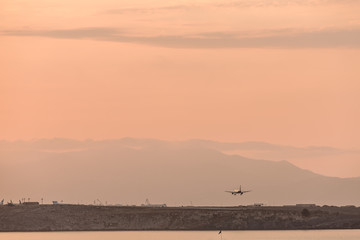 Wall Mural - sunset in the heraklion airport.