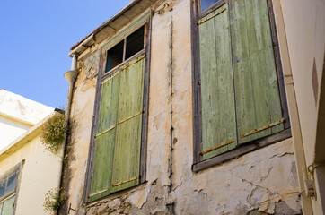 Poster - Green door on Crete island - Greece