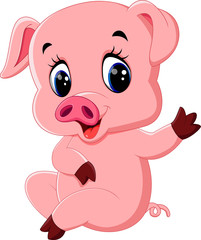 Wall Mural - Cute pig cartoon posing