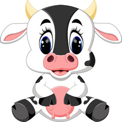 Sticker - Cute baby cow cartoon