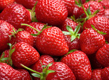 Strawberry Background.  Red Ripe Organic Strawberries On Market