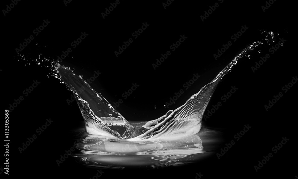 water splash isolated on black background. 3D illustration Stock Photo ...