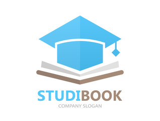 Vector book and student cap logo concept