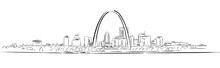 St Louis, Missouri, Hand-drawn Outline Sketch