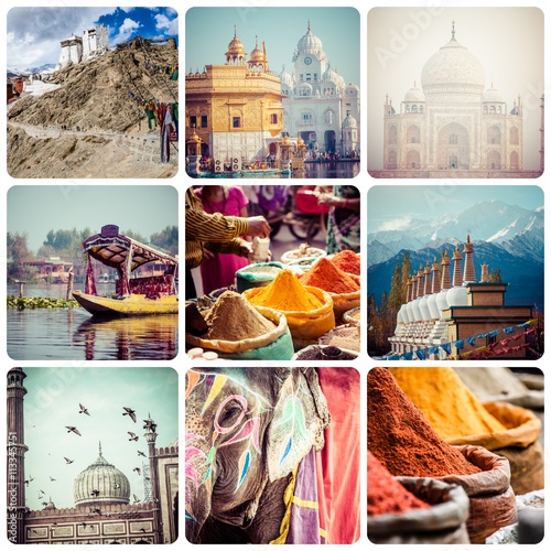 Collage of India images - travel background (my photos) Canvas Print