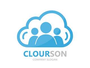 Poster - Vector logo combination of a cloud and people