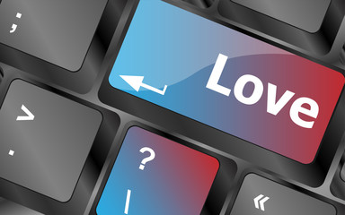 Poster - Modern keyboard key with love text. Social network concept . keyboard keys. vector illustration