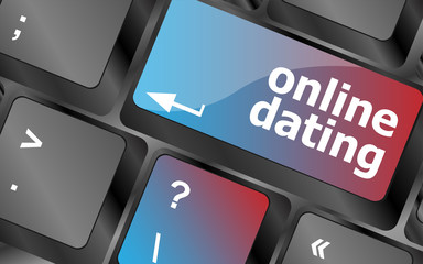 Poster - A keyboard with a online dating button - social concept . keyboard keys. vector illustration