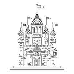 Wall Mural - Fairytale royal thin line castle or palace building