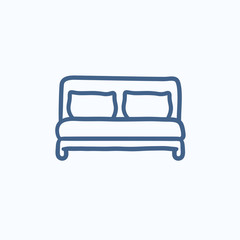 Sticker - Double bed sketch icon.