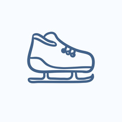 Sticker - Skate sketch icon.