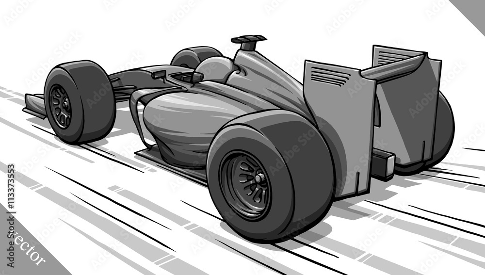 back view vector fast cartoon formula race car illustration art Stock ...