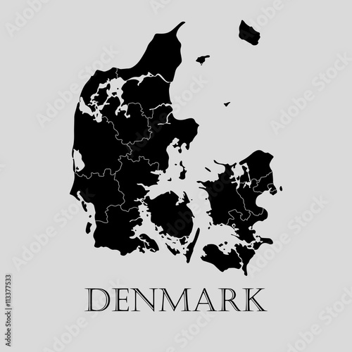 Cuadros en Lienzo Black Denmark map - vector illustration
