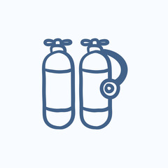 Sticker - Oxygen tank sketch icon.