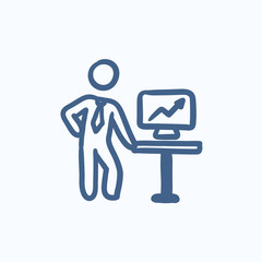 Poster - business presentation sketch icon.