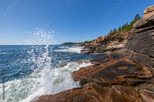 Fotografie, Obraz Waves crashing along the coast of Acadia National Park in Maine