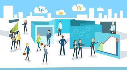 Poster - Businesspeople Crowd Office Interior Business Team People