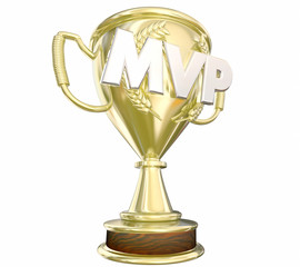 mvp most valuable player gold trophy award 3d illustration