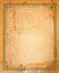 Wall Mural - old paper with patterned vintage frame - blank for your design