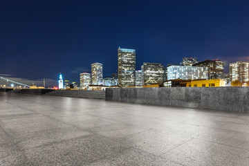 Sticker - marble floor with modern buildings in san francisco