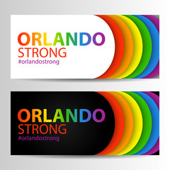Wall Mural - Horizontal banners in LGBT colors with Orlando Strong text. Symbol of peace, gay culture. Rainbow template, paper layers. Pride Month. Gay culture symbol against violence. Can be used in a web design.