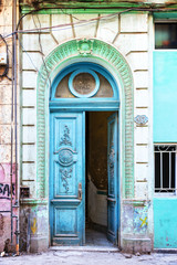 Old blue door in Havana, Cuba