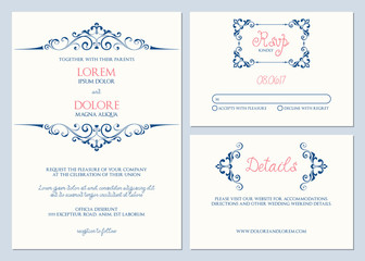 Wall Mural - wedding invitation suite. wedding invitation, response card, and rsvp card.