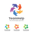 Team Help Logo, Hand in the the circle order, Hand Flower Vector
