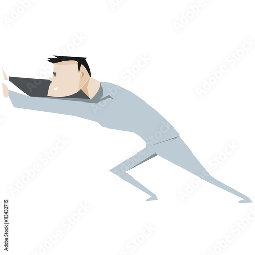 Fotografía Cartoon man push something vector illustration