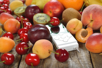 Wall Mural - Nitrate tester and various fruits