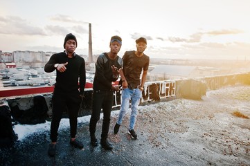 Poster - Three rap singers band on the roof