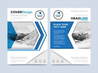 Wall Mural - Brochure cover presentation design template vector. Blue annual report abstract flat background. Leaflet layout. Corporate document. Business booklet concept.