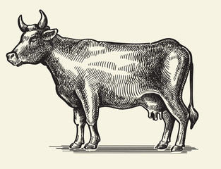 Wall Mural - vector black cow