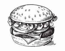 Black Hand Drawn Hamburger
