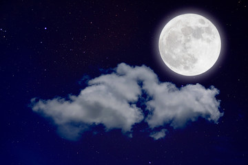 Wall Mural - wonderful background, night sky with full moon, stars, beautiful