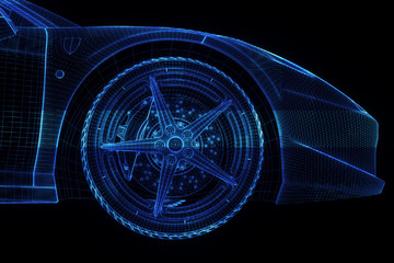Wall Mural - Racing Car Hologram Wireframe. Nice 3D Rendering
