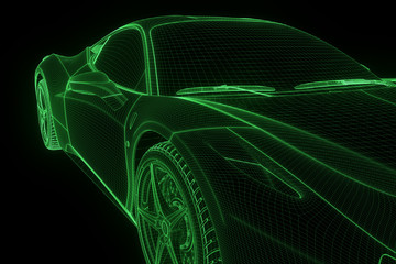Wall Mural - Racing Car Hologram Wireframe. Nice 3D Rendering
