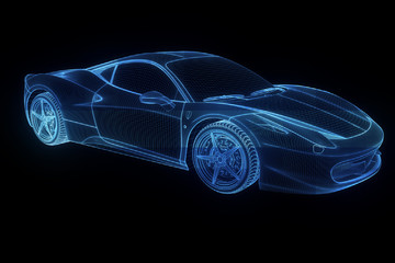 Wall Mural - Racing Car Hologram Wireframe. Nice 3D Rendering
