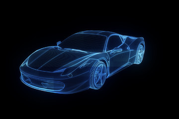 Wall Mural - Racing Car Hologram Wireframe. Nice 3D Rendering
