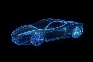 Wall Mural - Racing Car Hologram Wireframe. Nice 3D Rendering
